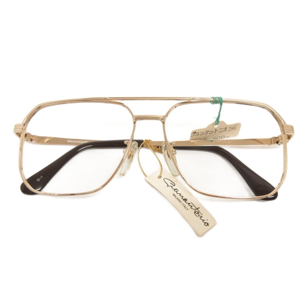 ジャンアントニオ メガネ メガネフレーム メタルフレーム フルリム チタン レンズなし 56□14-140 ゴールドカラー 茶拍卖