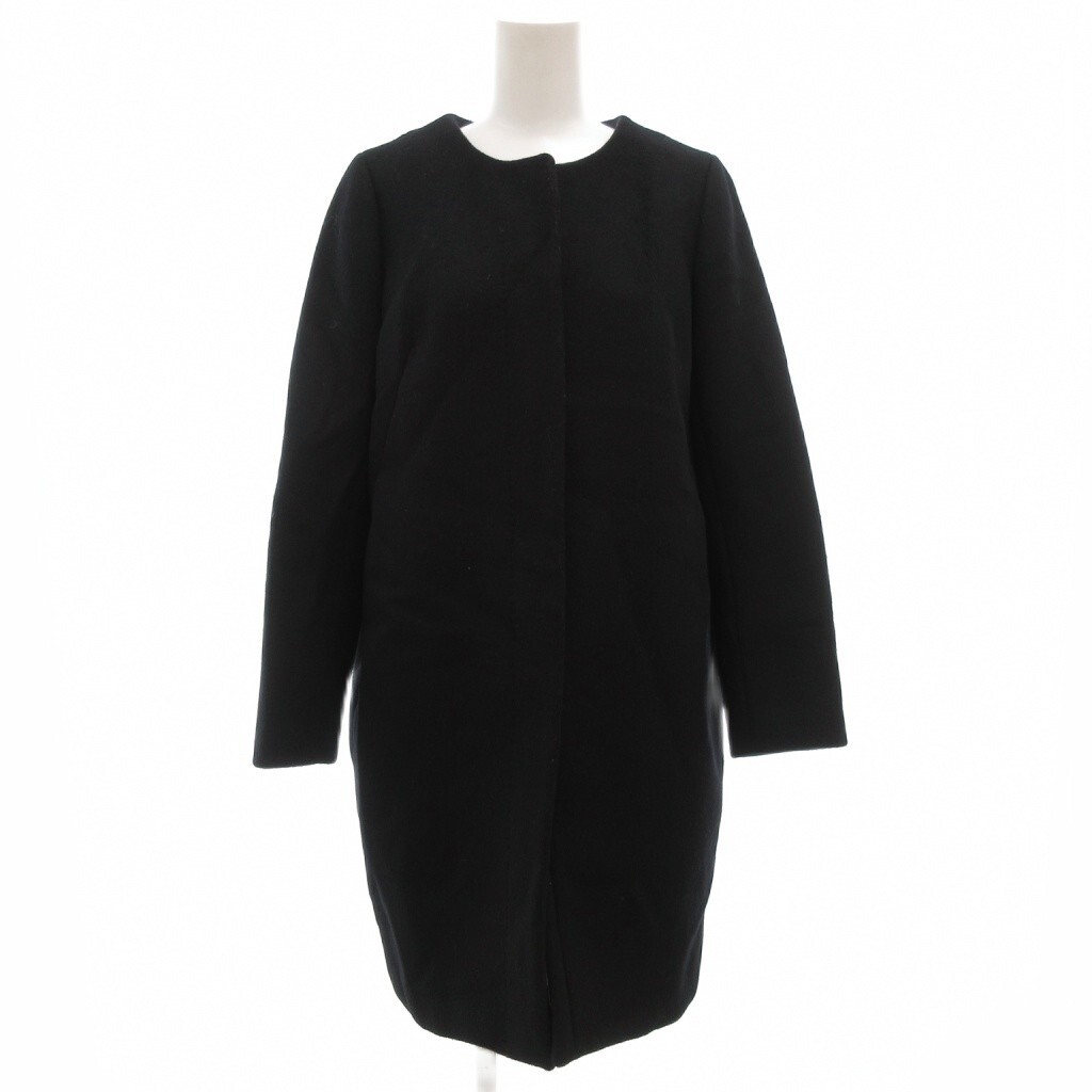 ドゥーズィエムクラス DEUXIEME CLASSE STANDARD SUPPLY ウール二重織ノーカラーコート ロング 36 黒 ブラック 14020500404030 /GV拍卖