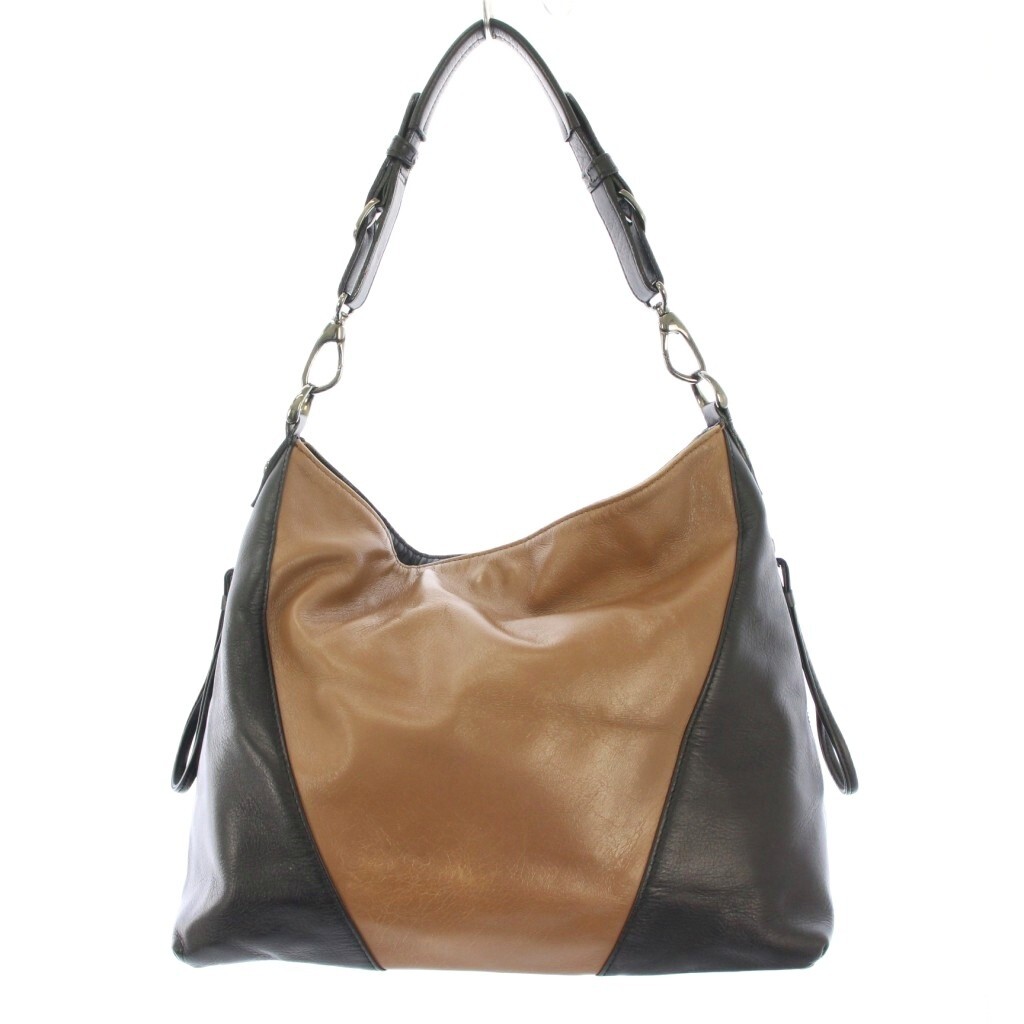 銀座かねまつ GINZA Kanematsu ワンショルダーバッグ フェイクレザー フェイクスエード バイカラー ベージュ 黒 ブラック拍卖