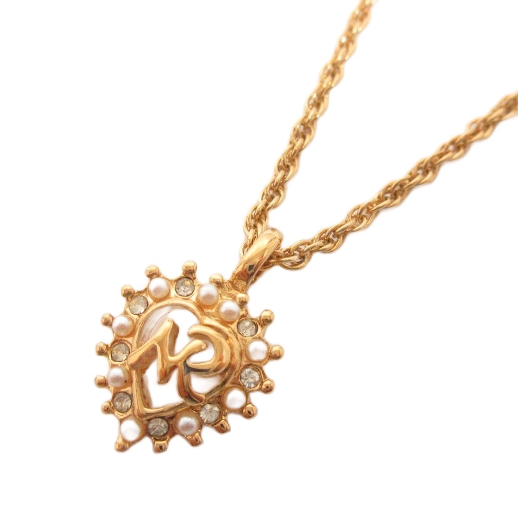 ニナリッチ NINA RICCI ネックレス ペンダント ロゴ ハート フェイクパール ゴールドカラー アクセサリー ■GY99 レディース拍卖