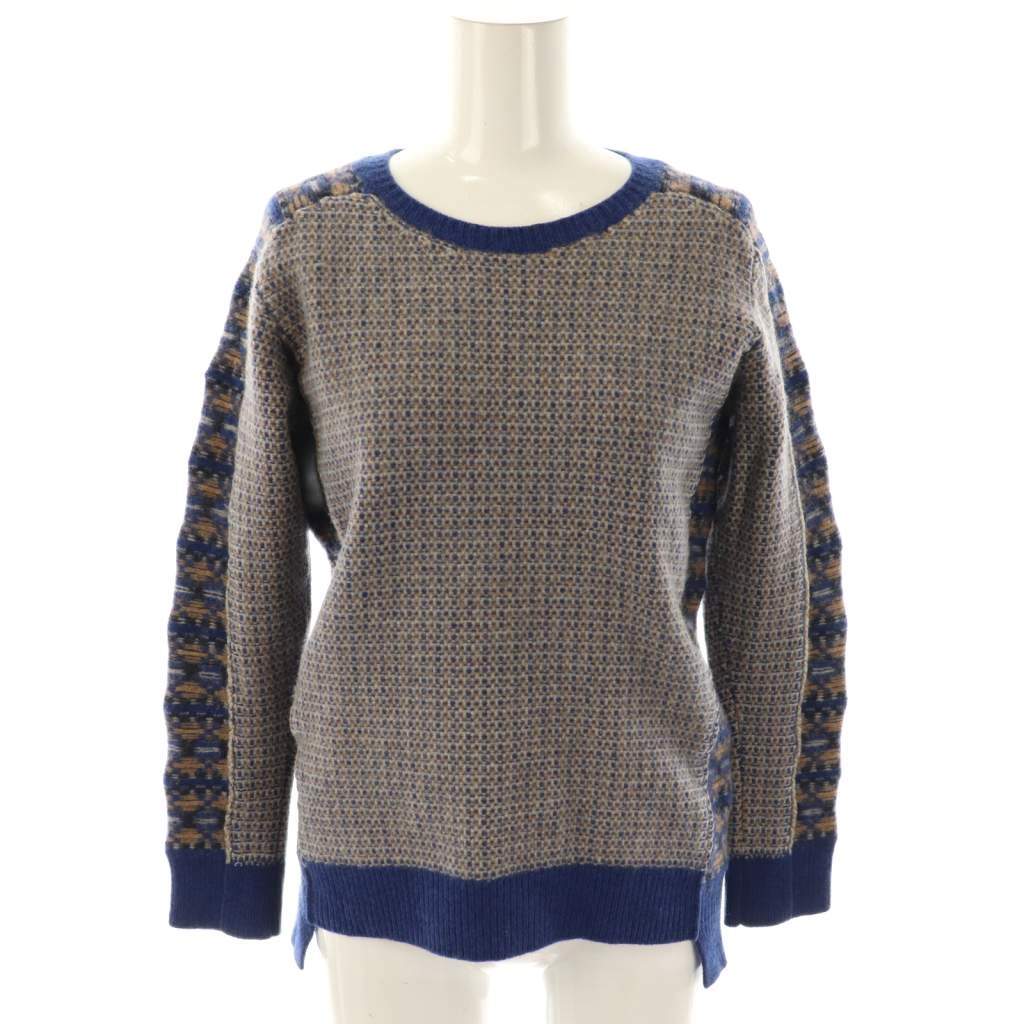 ズッカ zucca 切り替え 総柄ニット セーター 長袖 M ネイビー /HK ■OS レディース拍卖