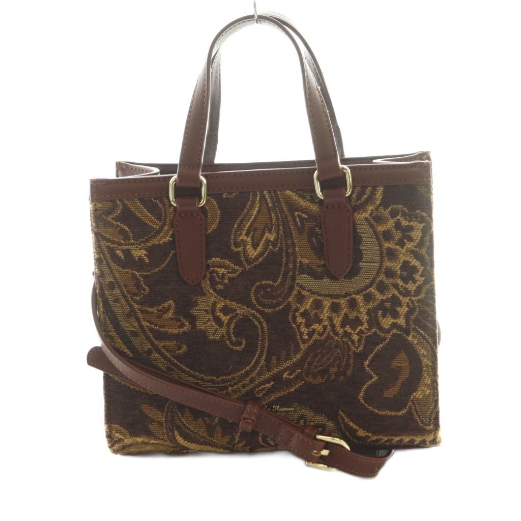 サマンサタバサプチチョイス Samantha Thavasa Petit Choice 2wayジャガードスタイルバッグ ハンド ショルダー 茶 ブラウン拍卖