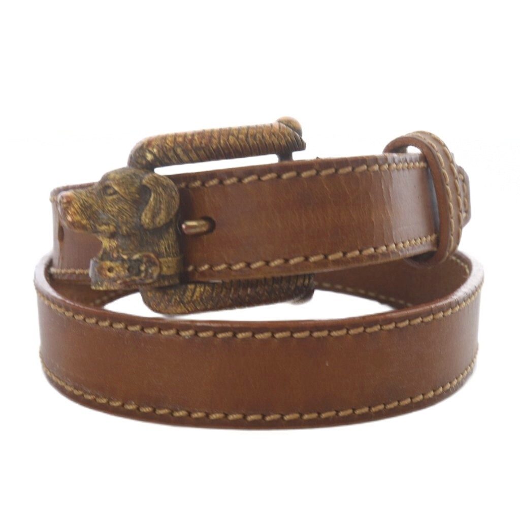 キーゼルシュタインコード kieselstein cord ドッグバックル レザーベルト ブラウン /YO18 レディース拍卖