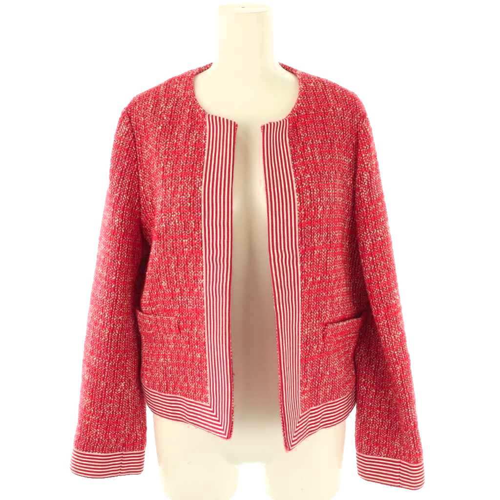 マレーラ MARELLA 304110812 ノーカラージャケット ツイード I42 レッド ホワイト /ES レディース拍卖