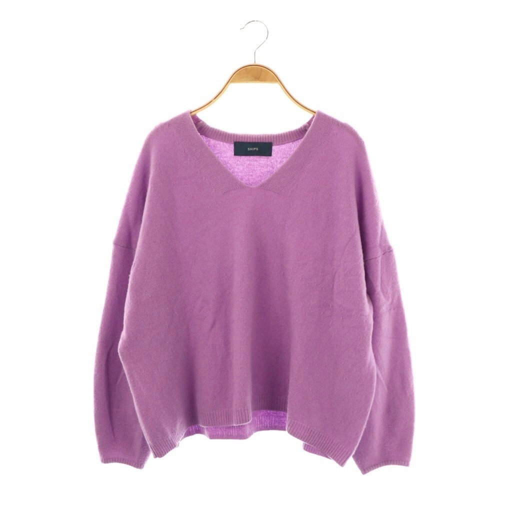 シップス SHIPS ニット セーター Vネック 長袖 紫 パープル /AT ■OS レディース拍卖