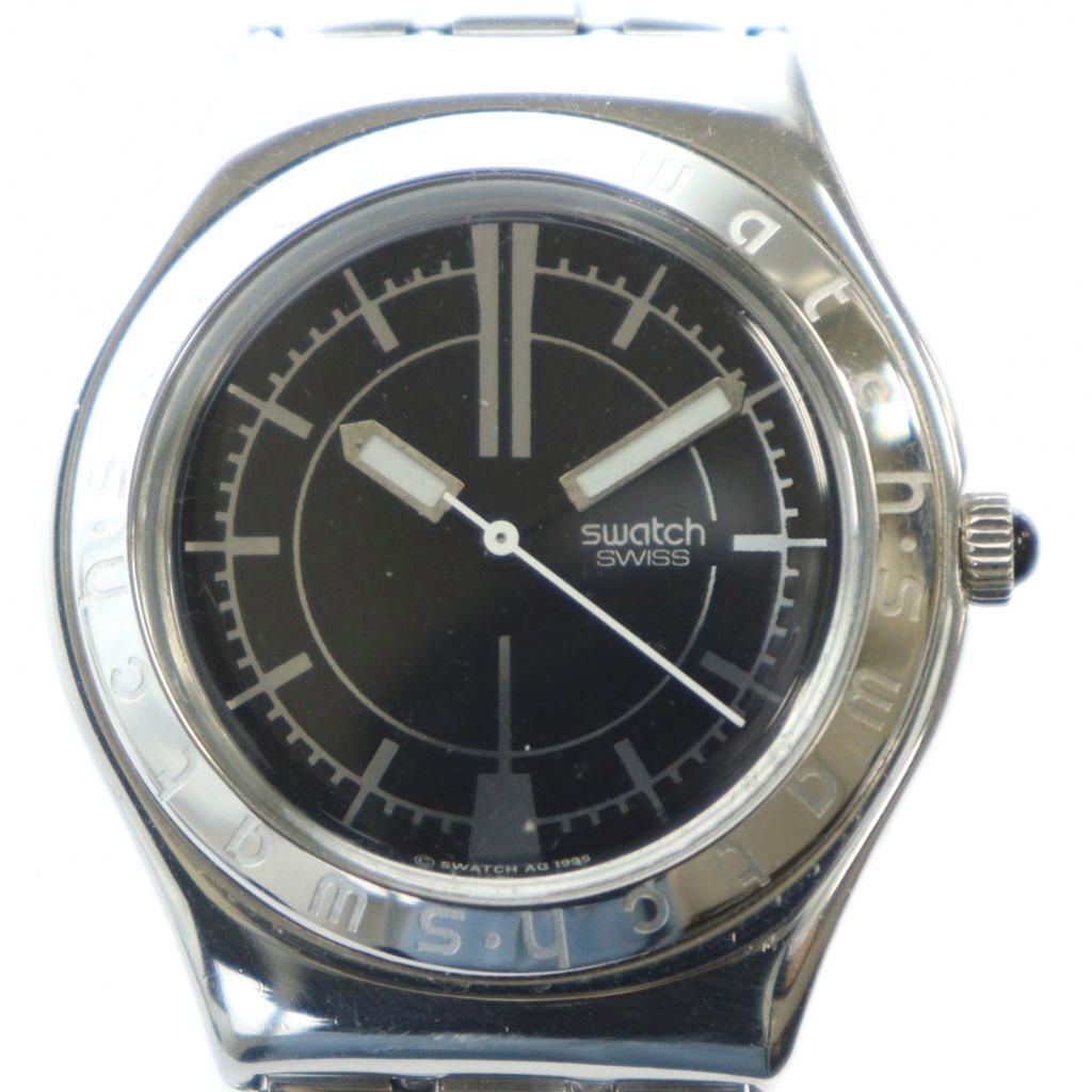 スウォッチ SWATCH ジャンク品 IRONY アイロニー 腕時計 ウォッチ クォーツ 黒文字盤 シルバー色 ■GY18 /MQ メンズ拍卖
