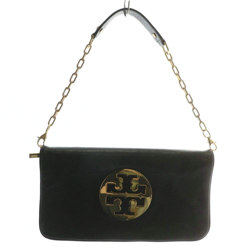 トリーバーチ TORY BURCH ハンドバッグ ワンショルダー レザー チェーン ロゴ ゴールド金具 黒 ブラック /XZ ■GY18 レディース拍卖