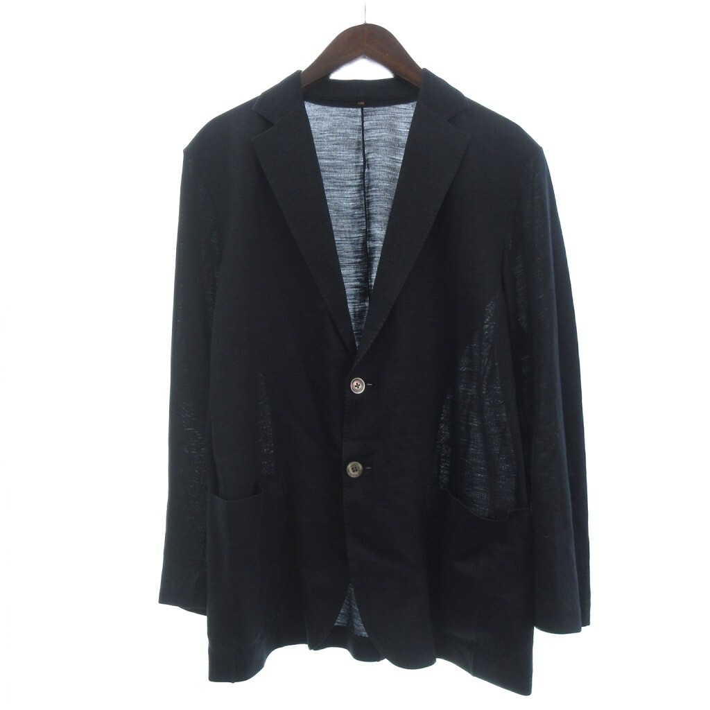 ダックス DAKS テーラードジャケット アンコン 長袖 麻 リネン100% 2B M 紺 ネイビー メンズ拍卖