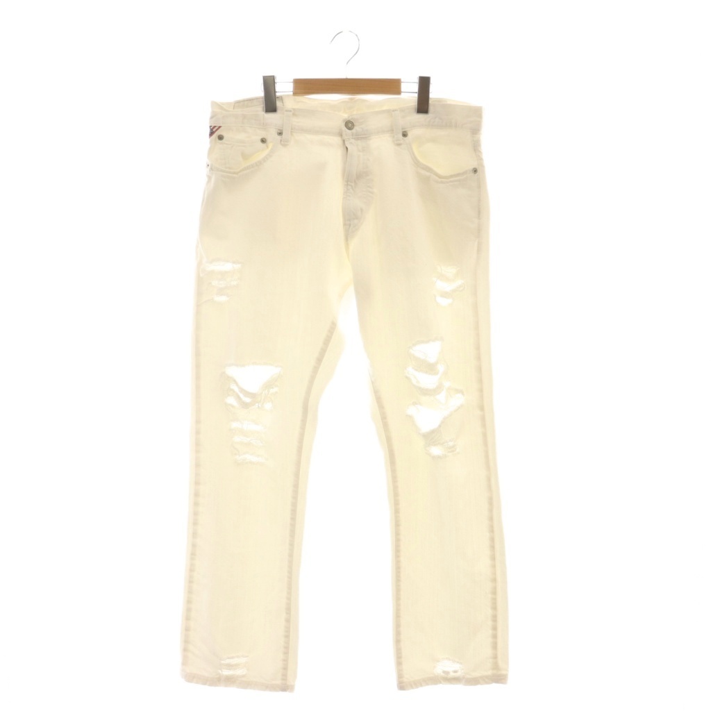 デニム&サプライ ラルフローレン DENIM & SUPPLY RALPH LAUREN ホワイトデニムパンツ ジーンズ ジッパーフライ 36/32 オフホワイト拍卖