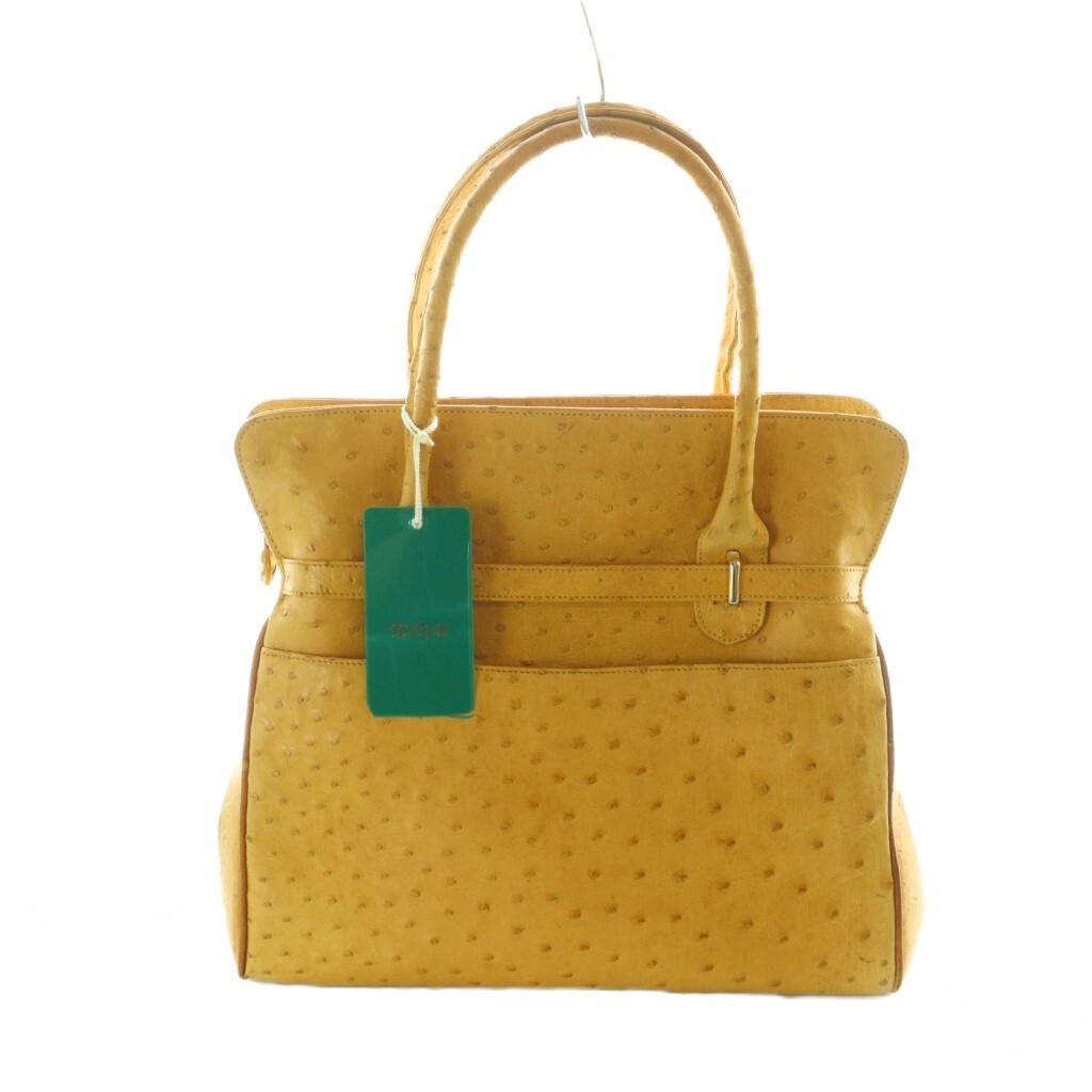 アルミ二 ルチアーノ ALUMNI LUCIANO イタリア製 オーストリッチ ハンドバッグ トート レザー 黄 イエロー ■GY18 /MQ レディース拍卖