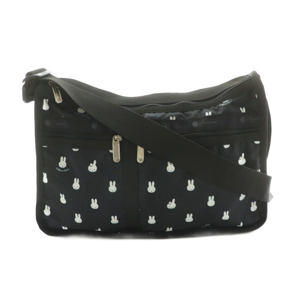 レスポートサック LesportSAC × ディックブルーナ Dick Bruna ミッフィー ショルダーバッグ 総柄 ナイロン 黒 ブラック /AN60 レディース拍卖