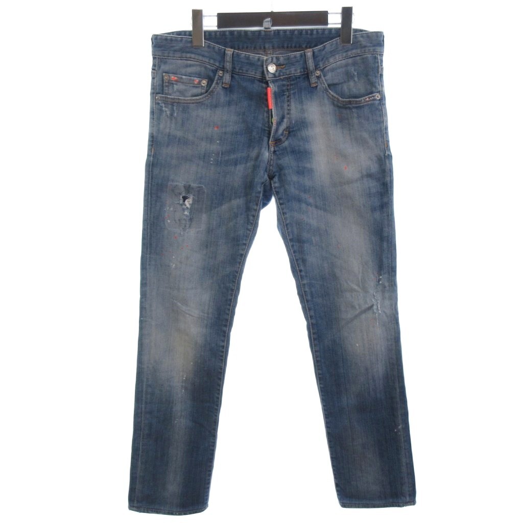 ディースクエアード DSQUARED2 デニムパンツ ジーンズ ペイント加工 リペア加工 S74LA0499 ライトブルー 48 L位 ■ECT メンズ拍卖