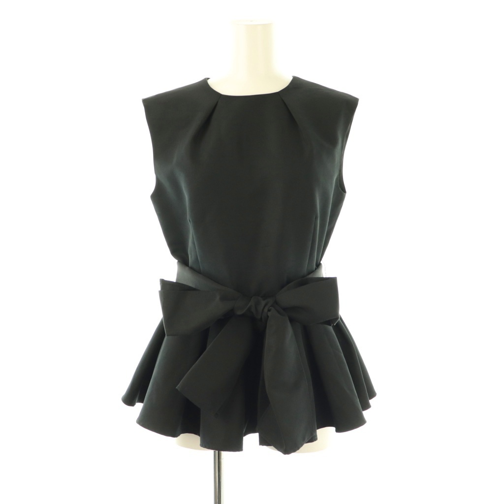 ルルウィルビー Loulou Willoughby ペプラムリボンブラウス ノースリーブ 2 ブラック /DF ■OS レディース拍卖