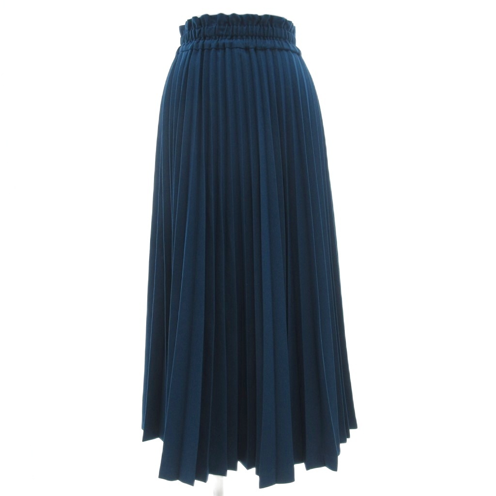トゥービーバイアニエスベー To b. by agnes b. JUPE アコーディオンプリーツスカート フレア イージー ロング ミモレ 36 青 ブルー拍卖