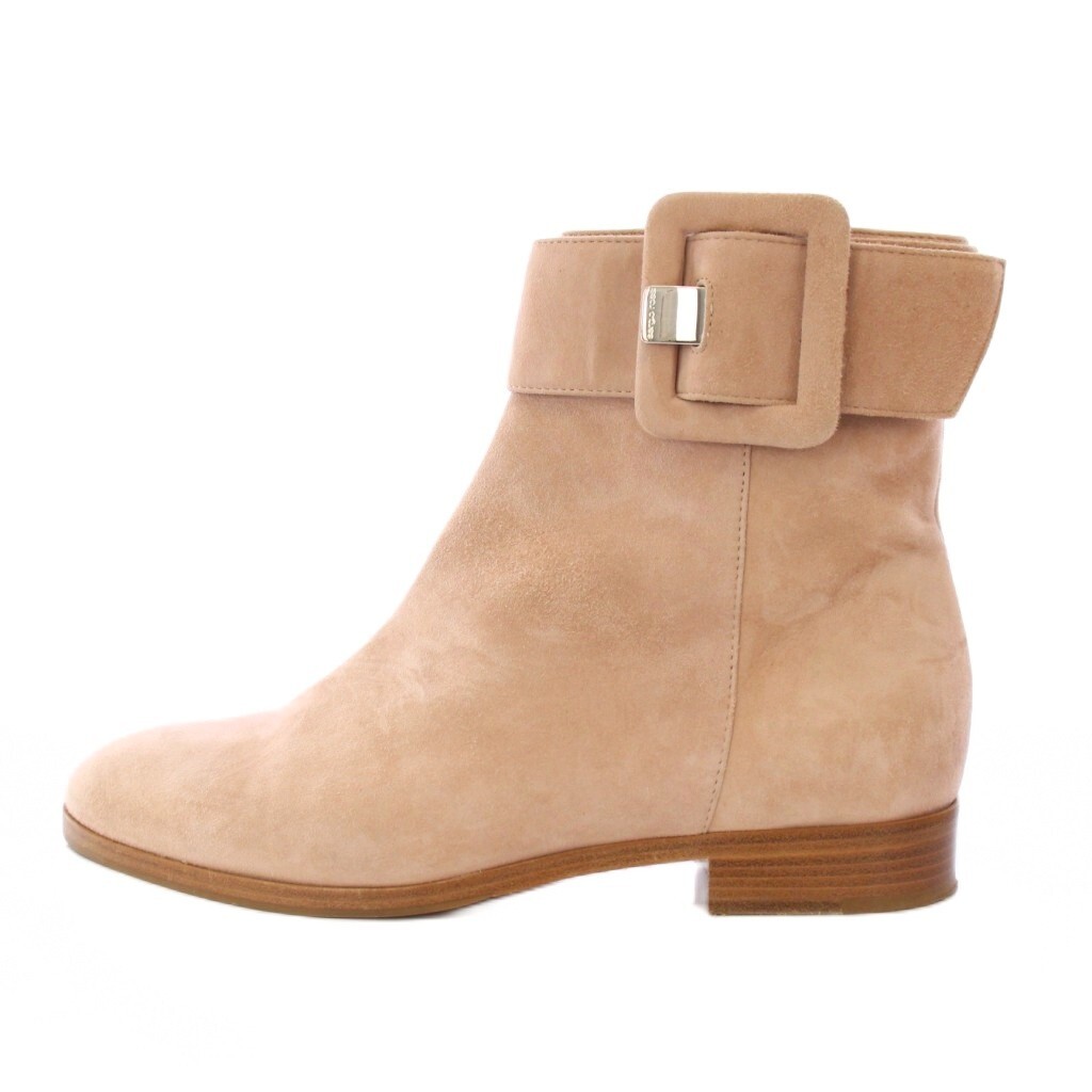 セルジオロッシ Sergio rossi ショートブーツ ラウンドトゥ ローヒール ベルト スエード ワンカラー 37 ピンク /BB レディース拍卖