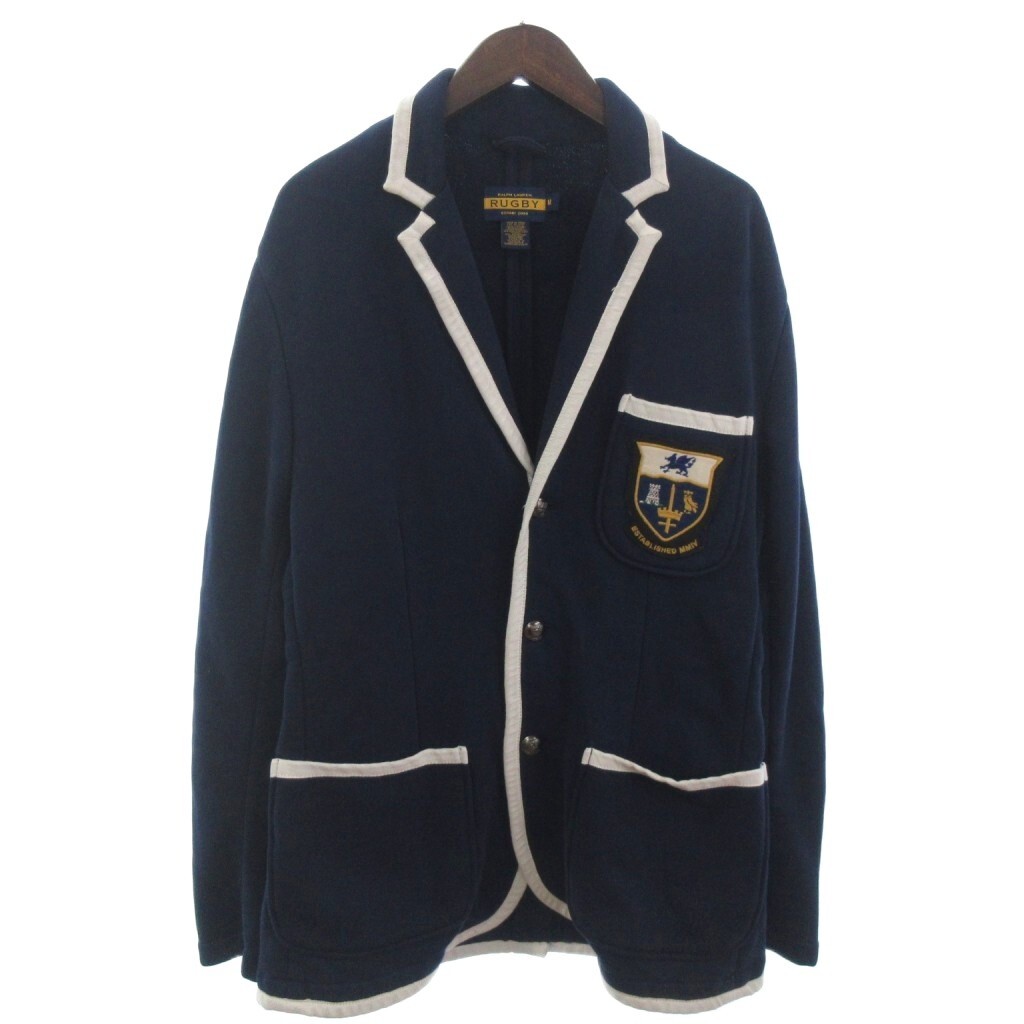 ラルフローレン ラグビー RALPH LAUREN RUGBY テーラードジャケット ブレザー スウェット 紺 ネイビー M メンズ拍卖