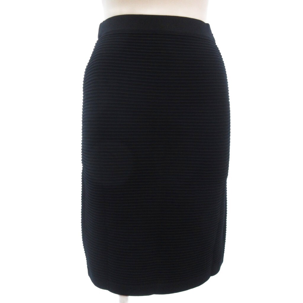 エンポリオアルマーニ EMPORIO ARMANI リブ タイトスカート ひざ丈 3G2NT1 2MA2Z 黒 ブラック 38 M位 ■ECT レディース拍卖