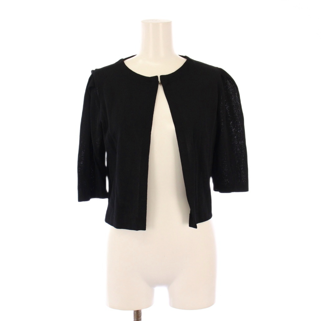 エポカ EPOCA カーディガン ボレロ 五分袖 ストレッチ ショート丈 ワンカラー 無地 40 黒 ブラック /BB レディース拍卖