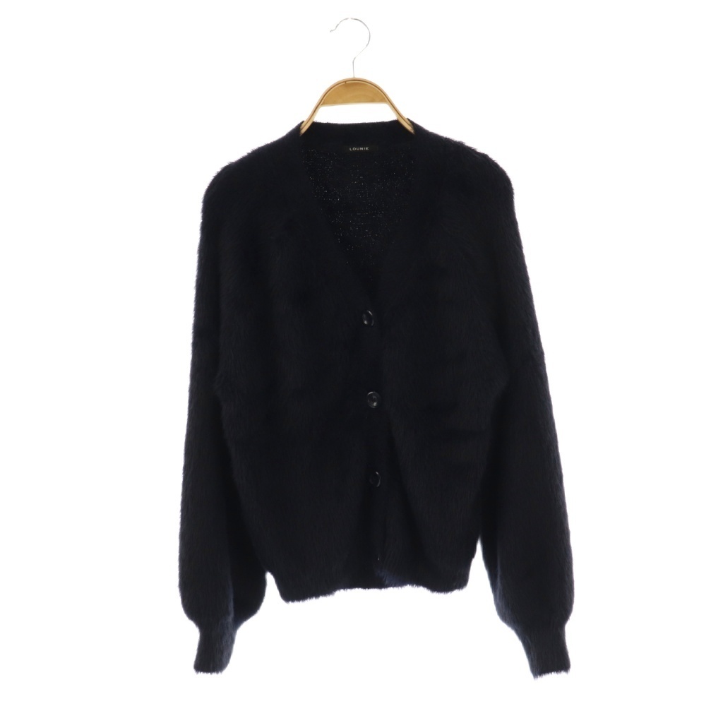 ルーニィ LOUNIE シャギーニット カーディガン Vネック F ネイビー /DF ■OS レディース拍卖