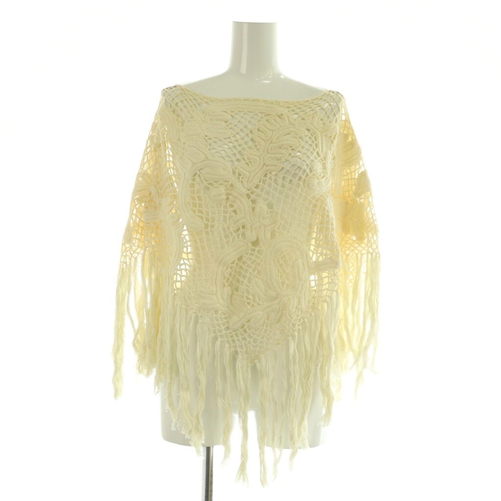 ラルフローレン RALPH LAUREN フリンジニットポンチョ レース編み M アイボリー /MY ■OS ■SH レディース拍卖