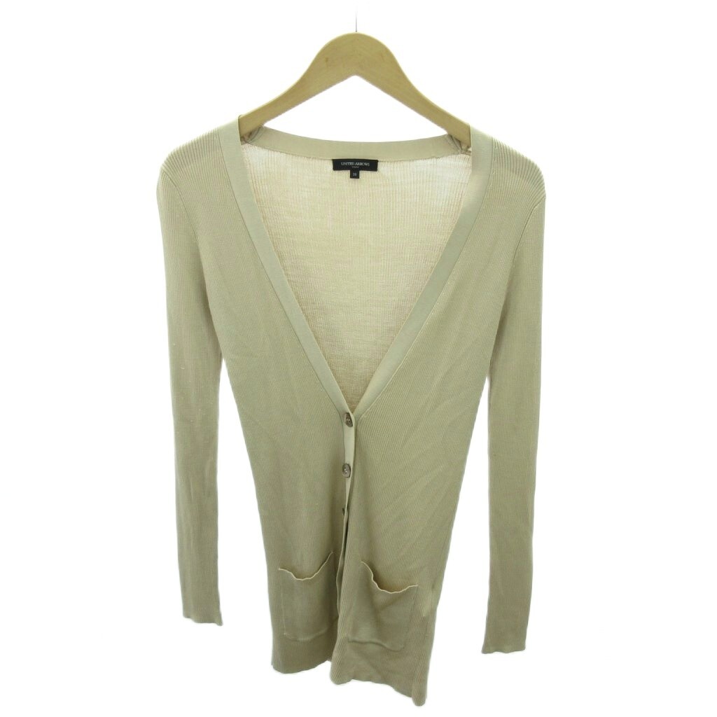 ユナイテッドアローズ UNITED ARROWS 薄手 ニット カーディガン 絹 シルク 長袖 38 ベージュ 1017 ■YHS6 レディース拍卖