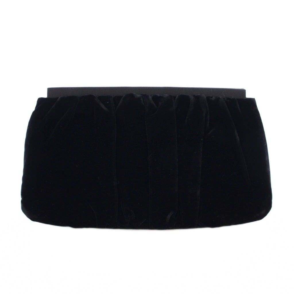 フォクシー FOXEY クラッチバッグ パーティバッグ コンパクト ベロア ワンカラー 無地 黒 ブラック /BB レディース拍卖