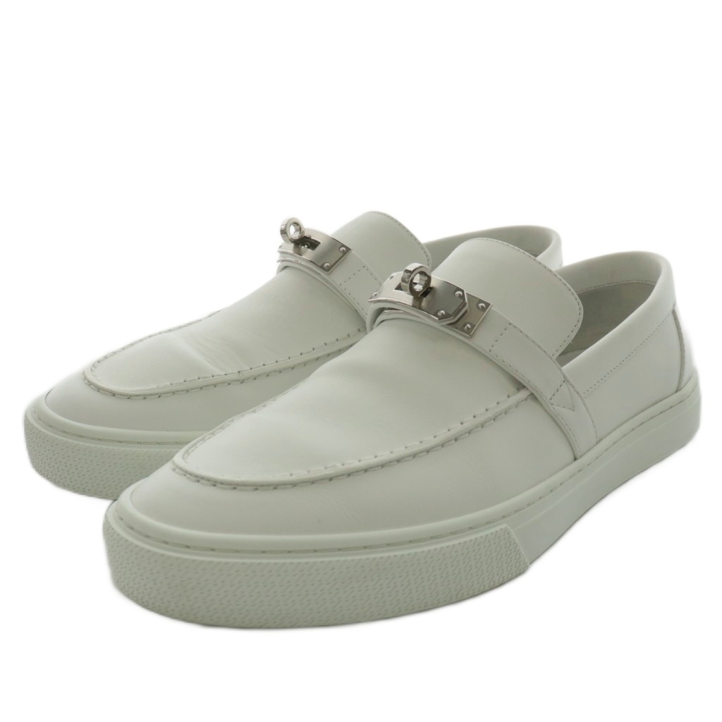 エルメス HERMES ゲーム ケリー金具 スニーカー スリッポン シューズ レザー 42 白 ホワイト /AN3 メンズ拍卖