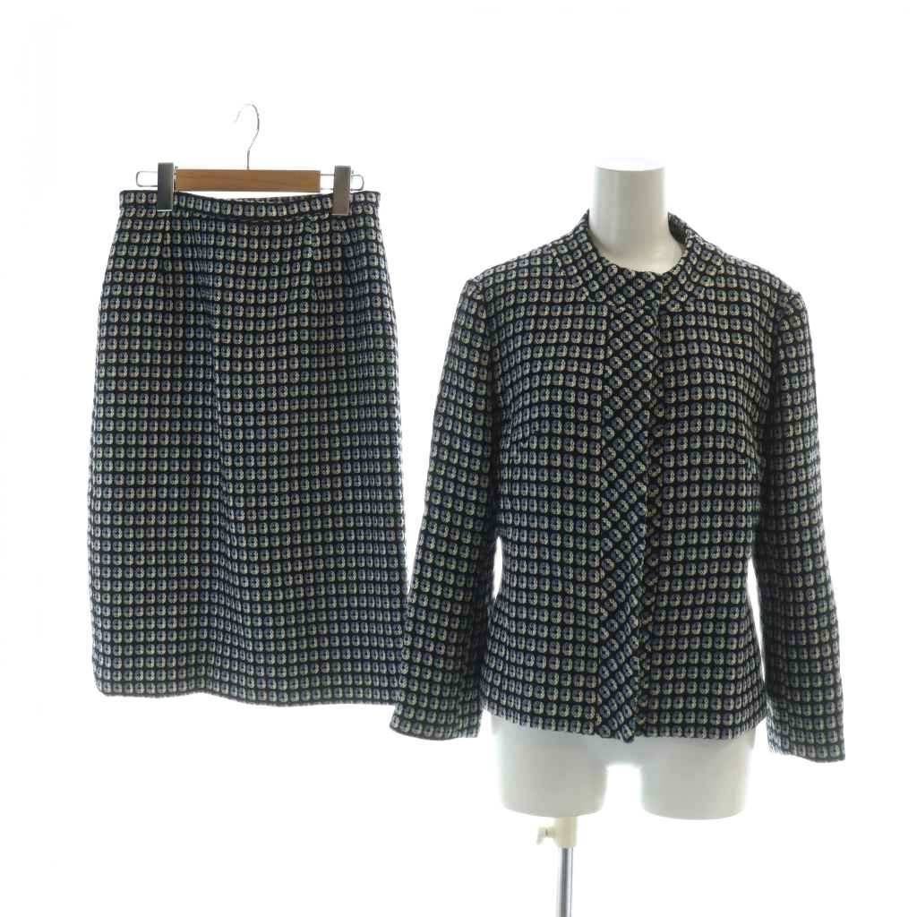 バレンシアガ BALENCIAGA セットアップ スカート ノーカラージャケット 長袖 総裏地 絹 シルク ミドル 40 ロゴ ■GY18 /MQ レディース拍卖