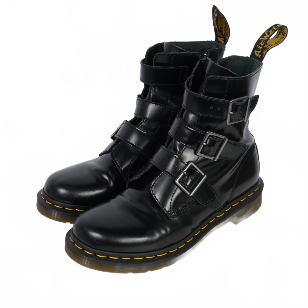 ドクターマーチン DR.MARTENS BLAKE ブレイク 3バックル サイドジップ レザーブーツ UK7 26cm 黒 ブラック メンズ拍卖