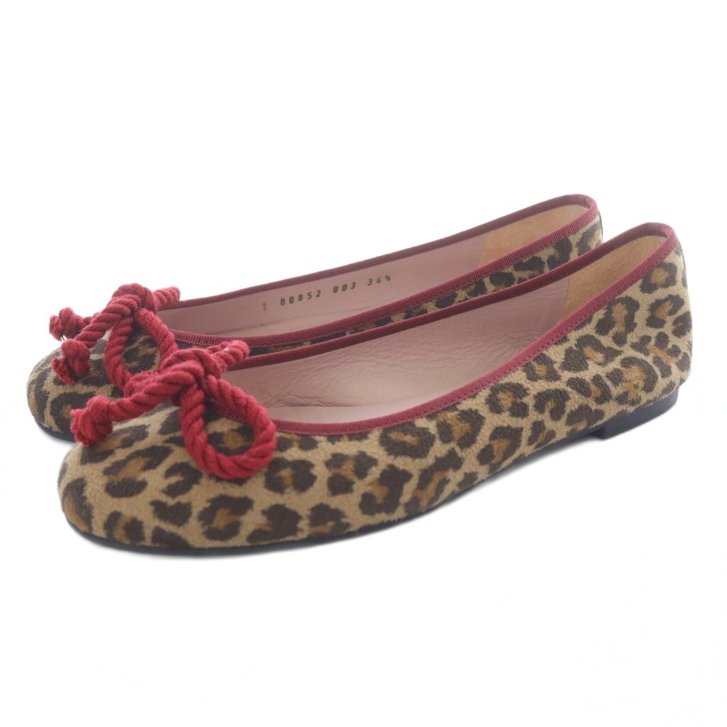 プリティバレリーナ Pretty Ballerinas レオパード柄 バレエシューズ リボン 35.5 茶色 ブラウン /SR レディース拍卖