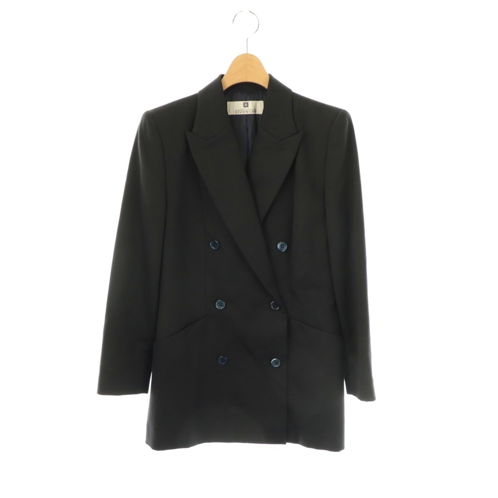 ジバンシィ GIVENCHY テーラードジャケット ウール 総裏地 36 ネイビー /CX ■OS ■GY53 レディース拍卖