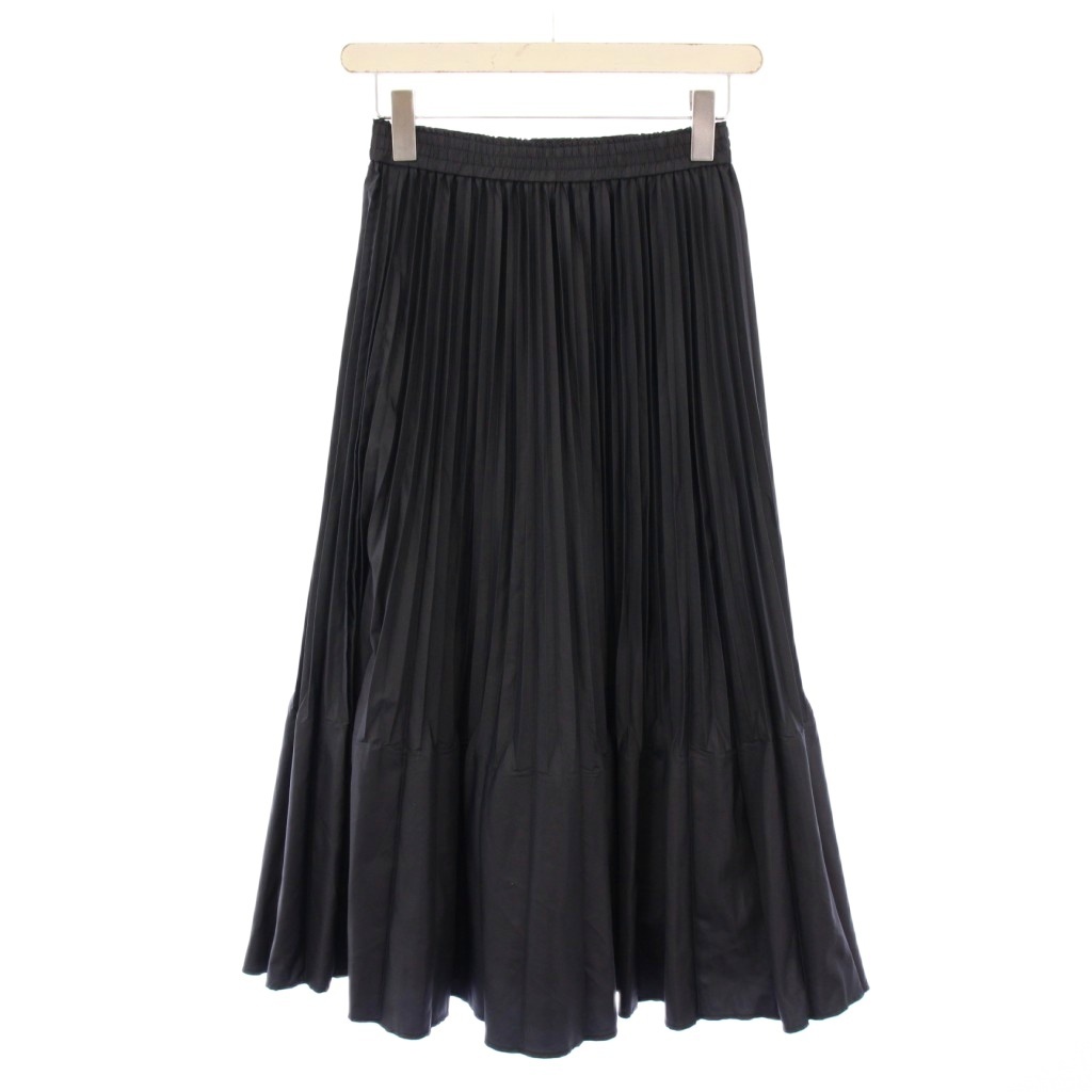 エポカ EPOCA プリーツスカート フレア イージー マキシ ロング ワンカラー 38 黒 ブラック /BB レディース拍卖