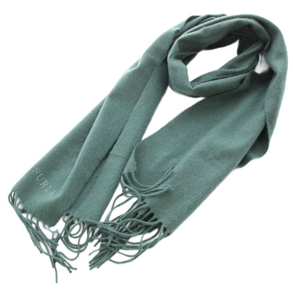 フルラ FURLA マフラー フリンジ ロゴ刺繍 緑 グリーン /KU ■BM レディース拍卖