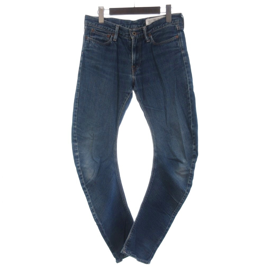 キャピタル kapital デニム パンツ ジーンズ バナナデニム スリム S 青 ブルー レディース拍卖