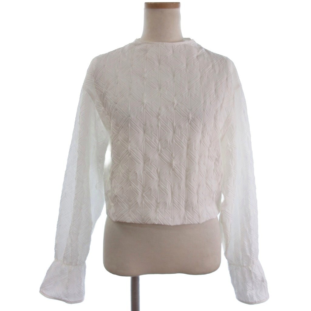 ボールジー トゥモローランド 24SS キカエンボスステッチ ビルドネック プルオーバー ブラウス シャツ 長袖 白 ホワイト 36 M位拍卖