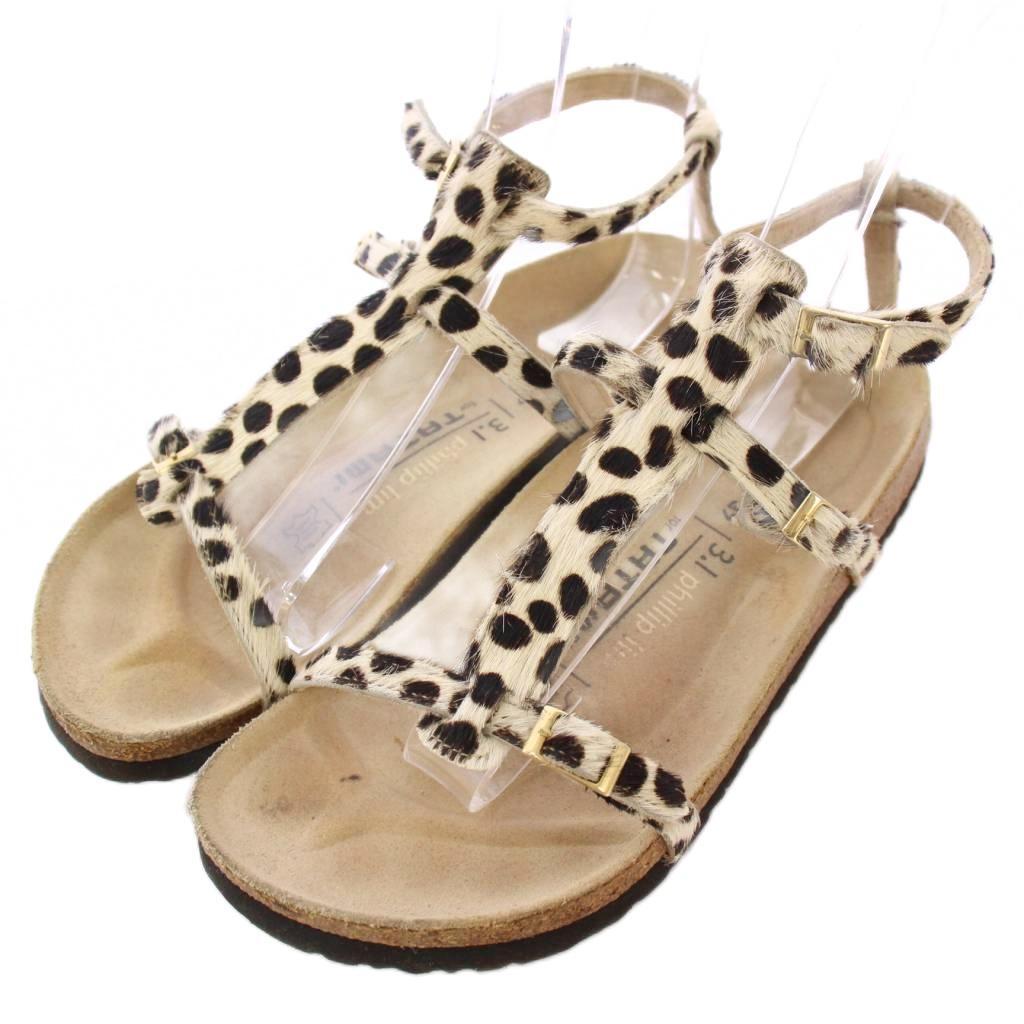 タタミ TATAMI ビルケンシュトック 3.1phillip lim ストラップサンダル ラウンドトゥ ハラコ アニマル柄 37 アイボリー 茶 ブラウン拍卖