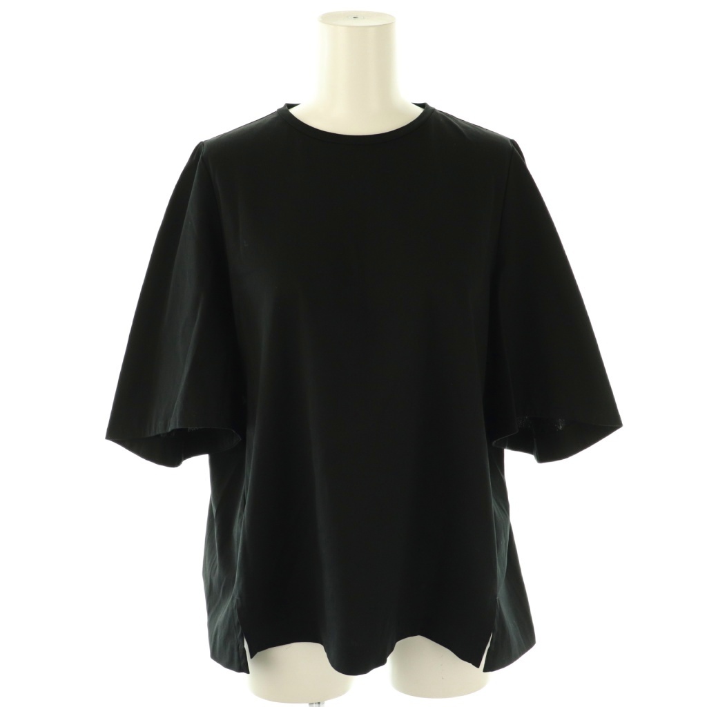 ロペ ROPE 23SS 三尋木奈保さんコラボ 大人きれいめ ツヤ感Tシャツ カットソー 五分袖 38 黒 ブラック /AT ■OS レディース拍卖