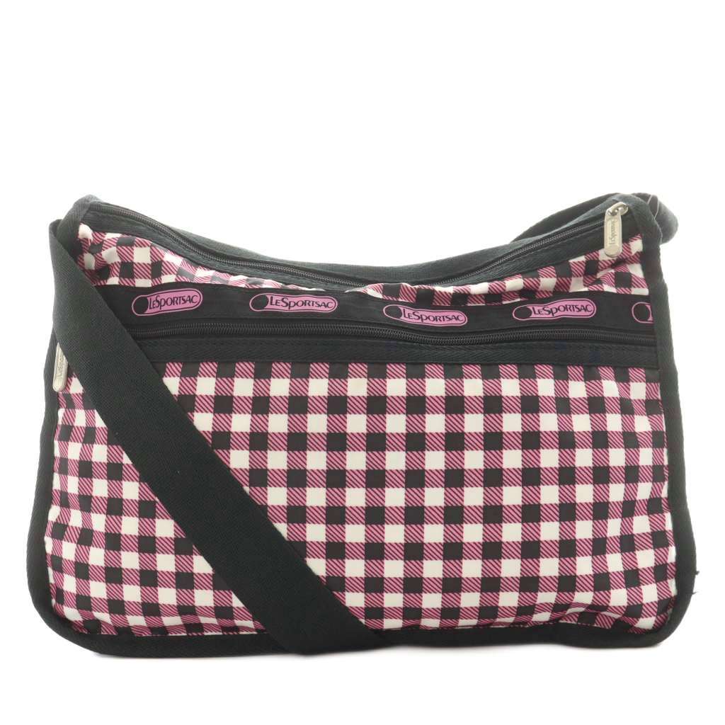 レスポートサック LesportSAC ショルダーバッグ チェック柄 ナイロン ピンク 白 ホワイト 黒 ブラック /AN2 レディース拍卖