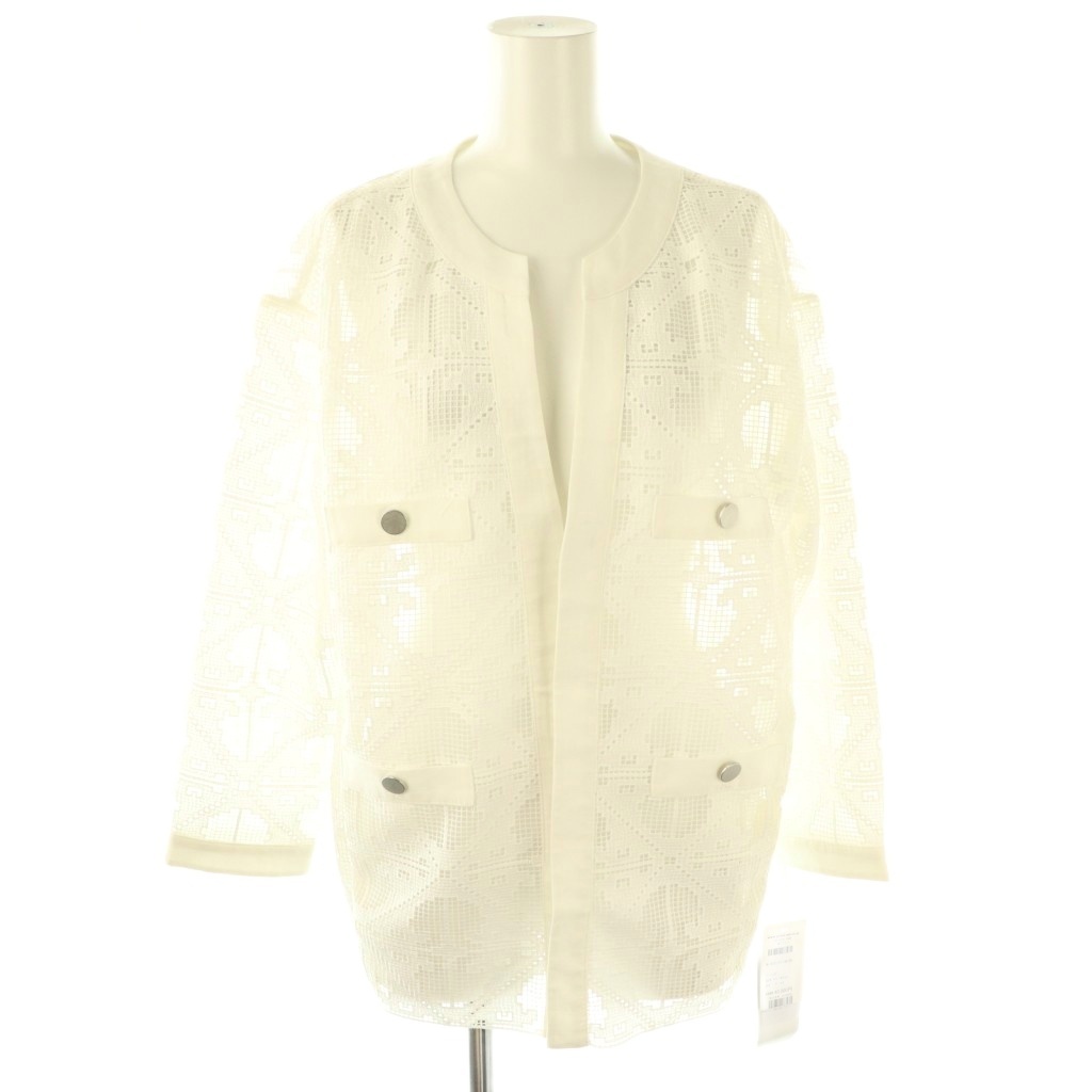 未使用品 ダイアグラム グレースコンチネンタル Diagram GRACE CONTINENTAL レースジャケット ノーカラージャケット 36 ホワイト /ES ■OS拍卖