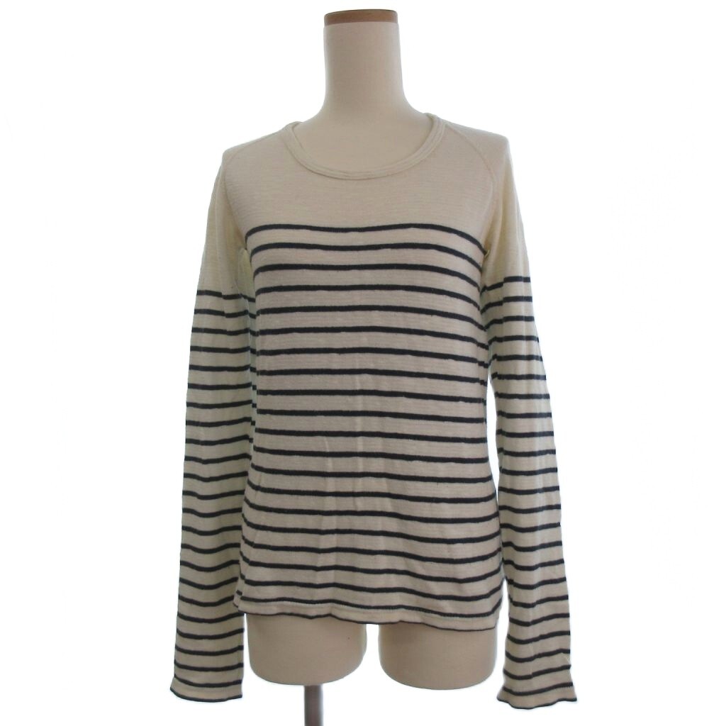 キャピタル kapital カットソー ボーダー 長袖 クルーネック S 白 ホワイト 紺 ネイビー レディース拍卖