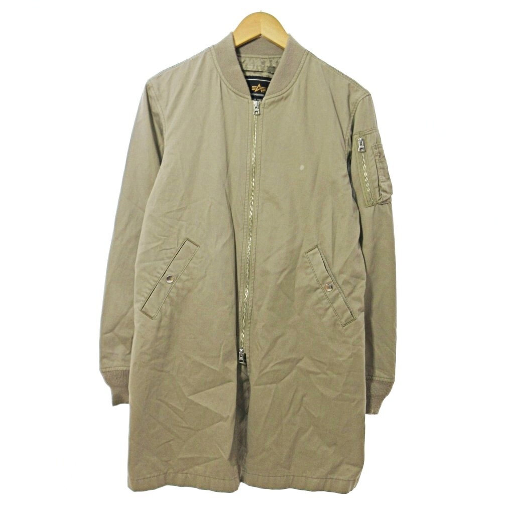 アルファ ALPHA × Monkey Time モンキータイム ロング MA-1 ブルゾン ミリタリー ジャケット S ベージュ 1023 メンズ拍卖