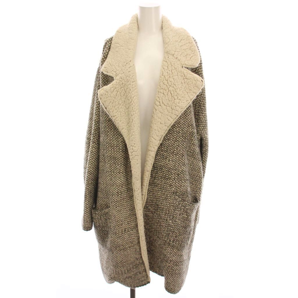 ザラ ZARA KNIT ニットコート ロング M 黒 グレー アイボリー 6873/016/086 /YM レディース拍卖