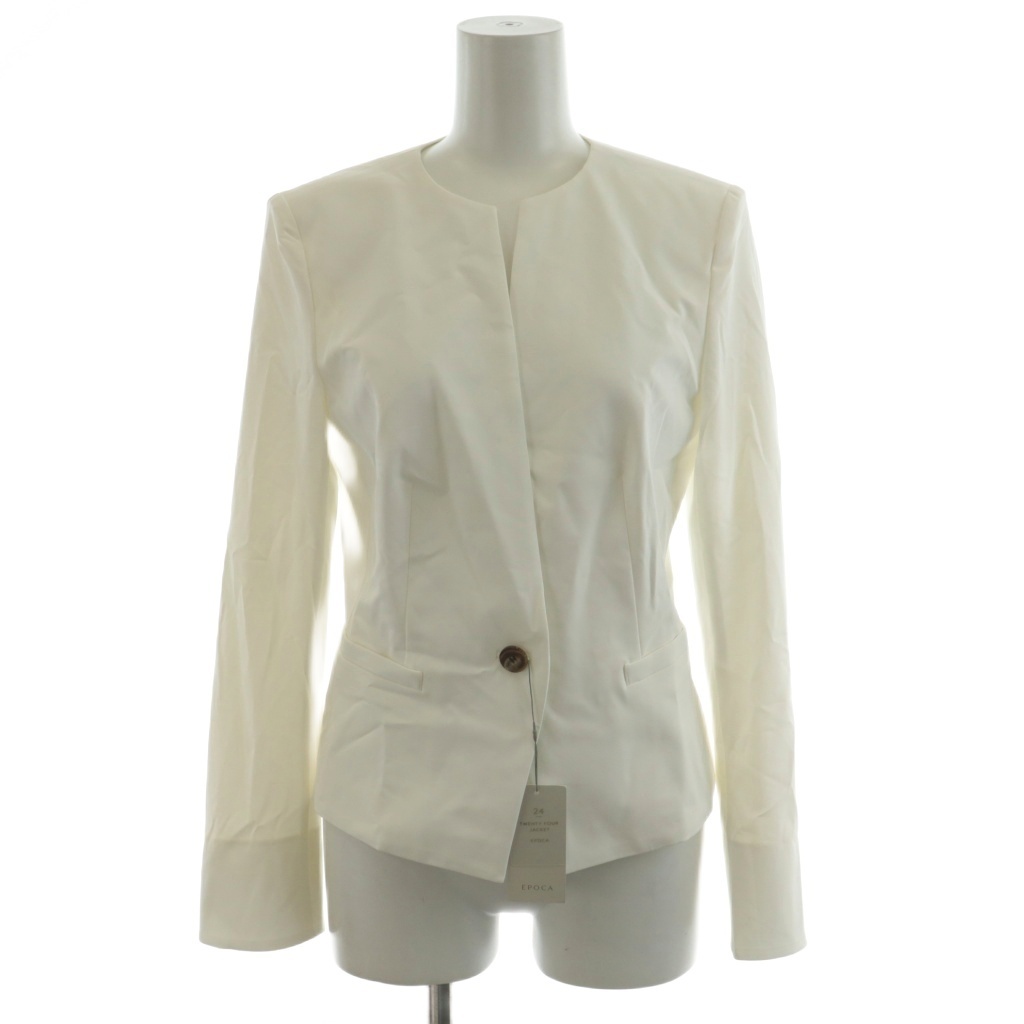 エポカ EPOCA 2020SS 24 TWENTY FOUR JACKET Cool ノーカラージャケット シングル 40 白 ホワイト M5E15-360-01 /AN55 レディース拍卖