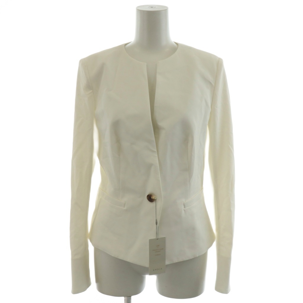 エポカ EPOCA 2020SS 24 TWENTY FOUR JACKET Cool ノーカラージャケット シングル 40 白 ホワイト M5E15-360-01 /AN47 レディース拍卖