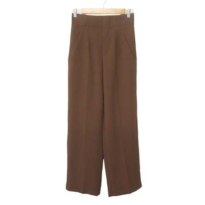 ザラ ZARA パンツ ワイド 1タック S 茶 ブラウン拍卖