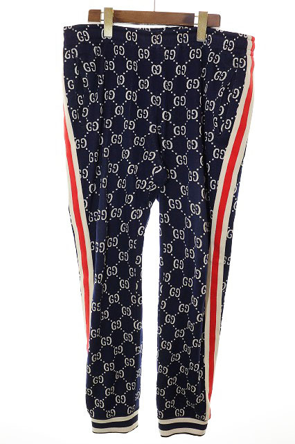 グッチ GUCCI 18AW GG JACQUARD SWEAT PANTS NAVY XL 496920-X9V05 GGジャガード ジョギング パンツ トラックパンツ ネイビー ☆AA★251006拍卖
