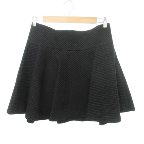 ジルスチュアート 美品 スカート ウール混 ひざ丈 フレア ライン 4 約XLサイズ 黒 ブラック ■YHS6 レディース拍卖