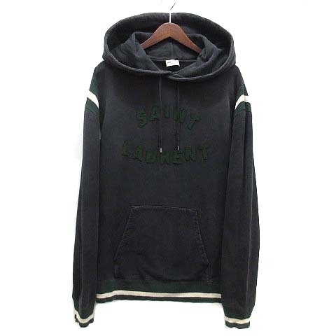 サンローラン パリ SAINT LAURENT PARIS ロゴ フェルト レタリング パーカー 689395 ネイビー XS メンズ拍卖