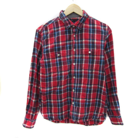 レイジブルー RAGEBLUE ネルシャツ カジュアルシャツ 長袖 チェック柄 M マルチカラー 赤 レッド /YS24 メンズ拍卖