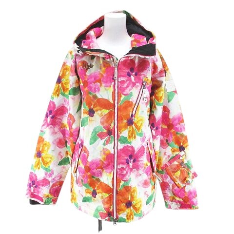 ニーマ nima スキーウェア スノーボードウェア 花柄 フラワー L ピンク系 ジップアップ 裏地 レディース拍卖